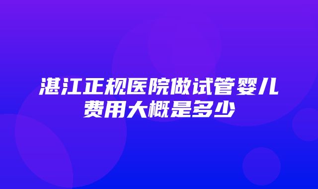 湛江正规医院做试管婴儿费用大概是多少