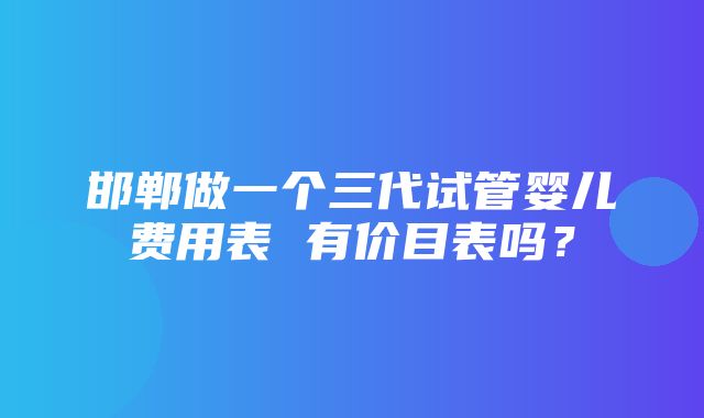 邯郸做一个三代试管婴儿费用表 有价目表吗？