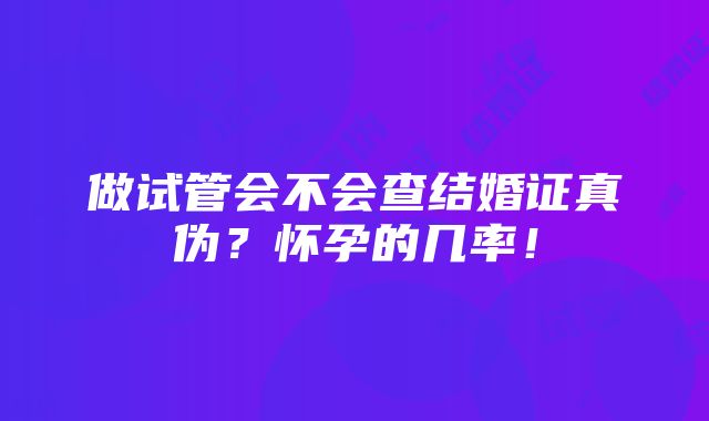 做试管会不会查结婚证真伪？怀孕的几率！