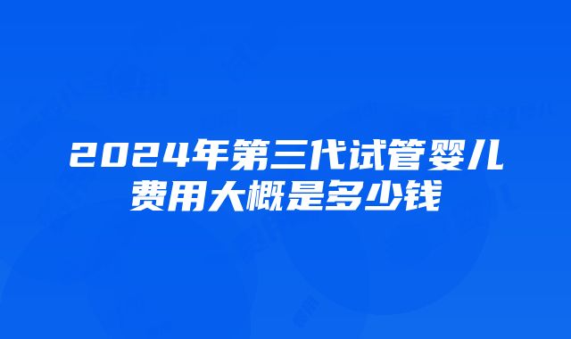 2024年第三代试管婴儿费用大概是多少钱