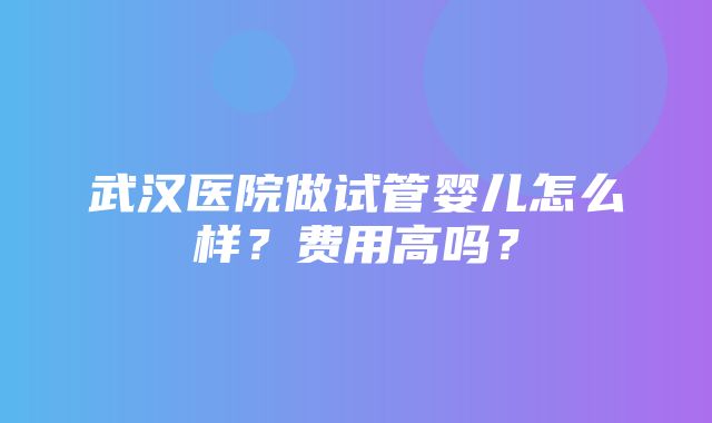 武汉医院做试管婴儿怎么样？费用高吗？