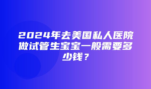 2024年去美国私人医院做试管生宝宝一般需要多少钱？