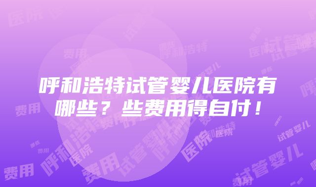 呼和浩特试管婴儿医院有哪些？些费用得自付！