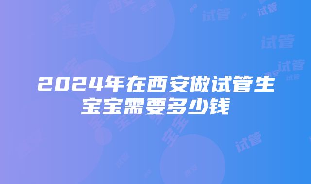 2024年在西安做试管生宝宝需要多少钱