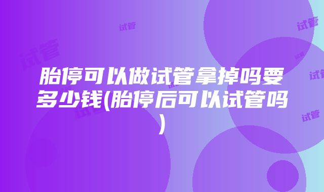 胎停可以做试管拿掉吗要多少钱(胎停后可以试管吗)