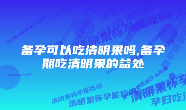 备孕可以吃清明果吗,备孕期吃清明果的益处