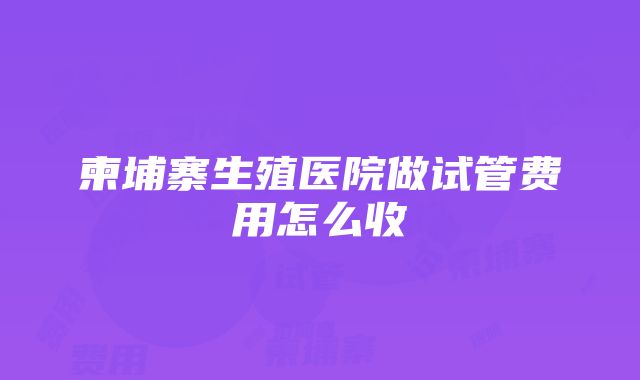 柬埔寨生殖医院做试管费用怎么收