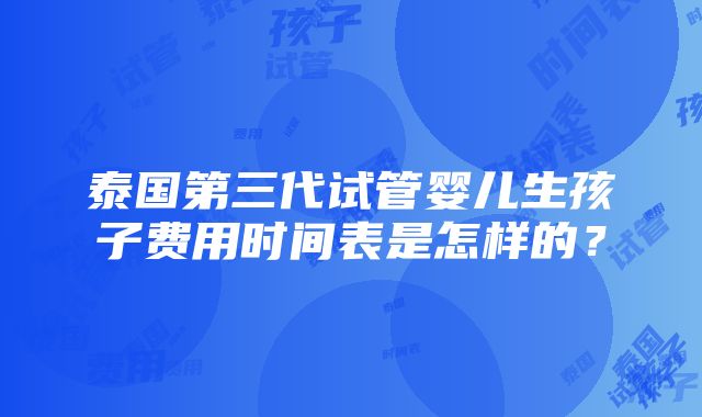 泰国第三代试管婴儿生孩子费用时间表是怎样的？