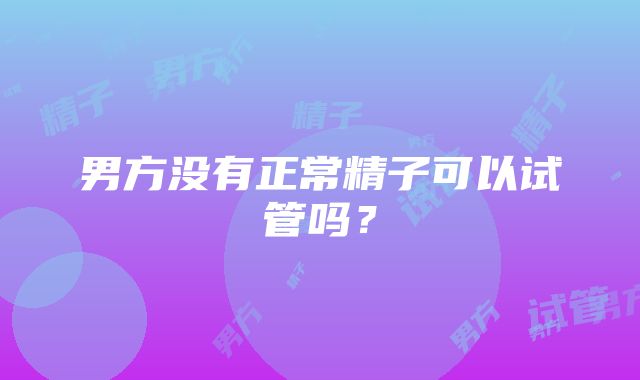 男方没有正常精子可以试管吗？