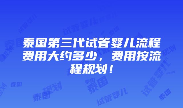 泰国第三代试管婴儿流程费用大约多少，费用按流程规划！