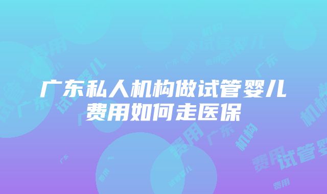 广东私人机构做试管婴儿费用如何走医保