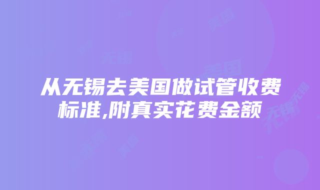 从无锡去美国做试管收费标准,附真实花费金额