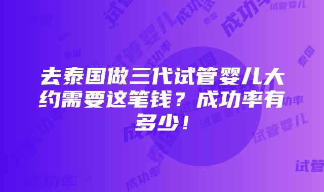 去泰国做三代试管婴儿大约需要这笔钱？成功率有多少！