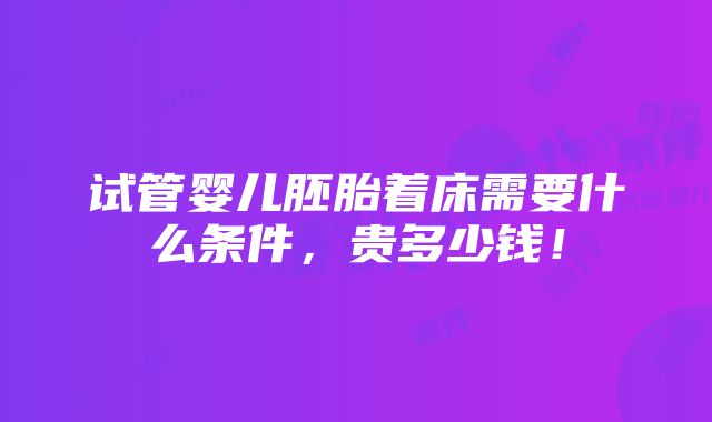 试管婴儿胚胎着床需要什么条件，贵多少钱！