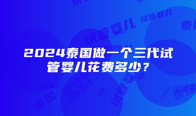 2024泰国做一个三代试管婴儿花费多少？