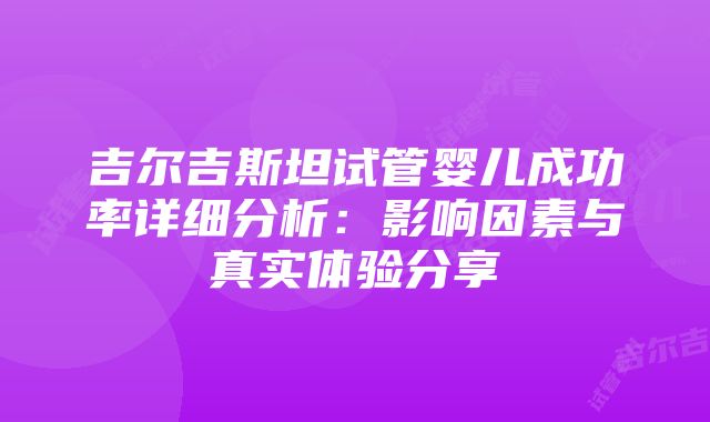 吉尔吉斯坦试管婴儿成功率详细分析：影响因素与真实体验分享