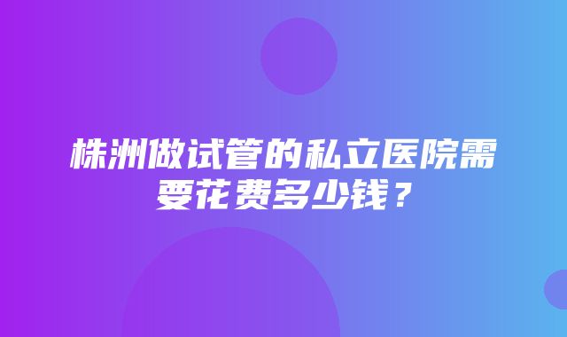 株洲做试管的私立医院需要花费多少钱？