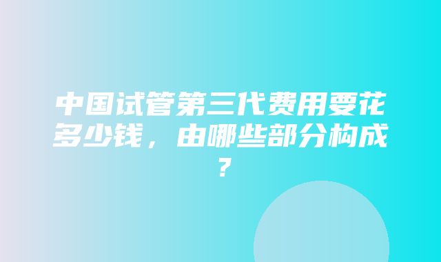 中国试管第三代费用要花多少钱，由哪些部分构成？