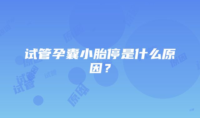 试管孕囊小胎停是什么原因？