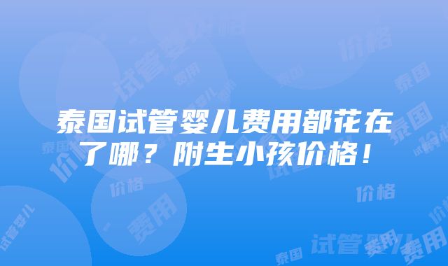 泰国试管婴儿费用都花在了哪？附生小孩价格！