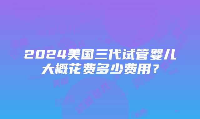 2024美国三代试管婴儿大概花费多少费用？