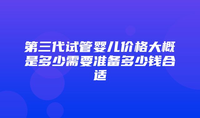 第三代试管婴儿价格大概是多少需要准备多少钱合适