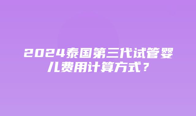 2024泰国第三代试管婴儿费用计算方式？