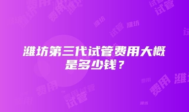 潍坊第三代试管费用大概是多少钱？