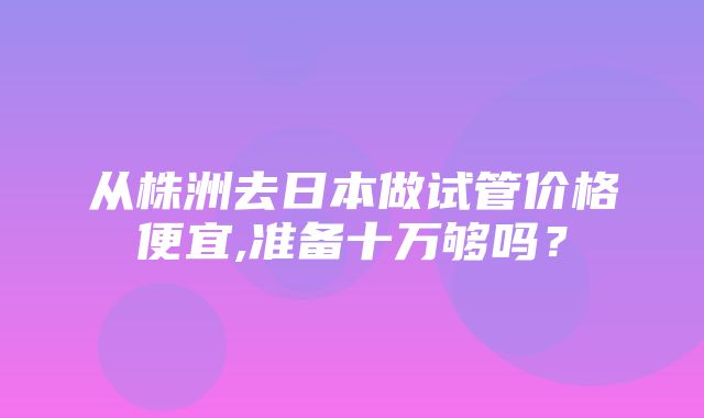 从株洲去日本做试管价格便宜,准备十万够吗？