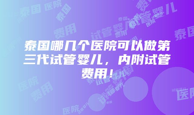 泰国哪几个医院可以做第三代试管婴儿，内附试管费用！