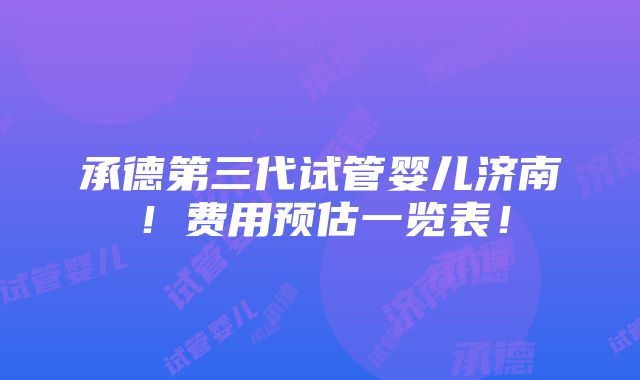 承德第三代试管婴儿济南！费用预估一览表！