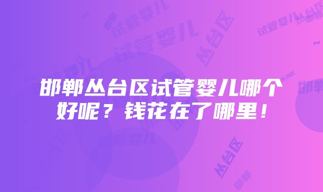 邯郸丛台区试管婴儿哪个好呢？钱花在了哪里！