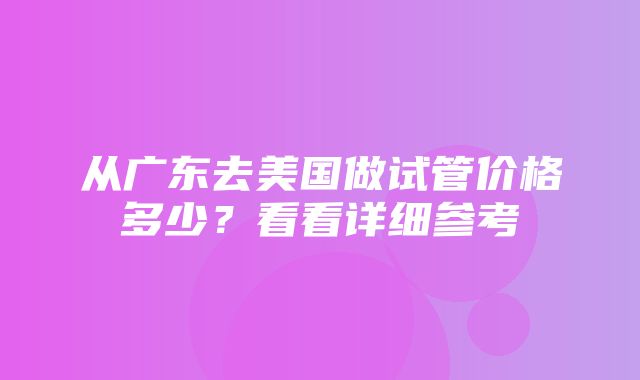 从广东去美国做试管价格多少？看看详细参考