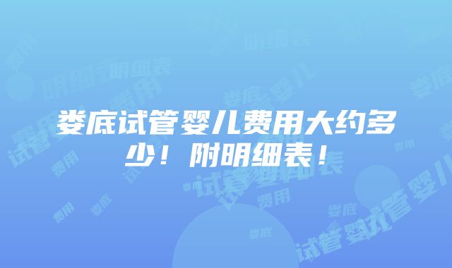 娄底试管婴儿费用大约多少！附明细表！