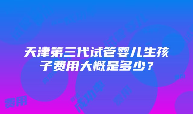 天津第三代试管婴儿生孩子费用大概是多少？