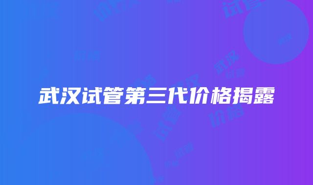 武汉试管第三代价格揭露