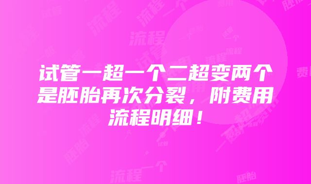 试管一超一个二超变两个是胚胎再次分裂，附费用流程明细！