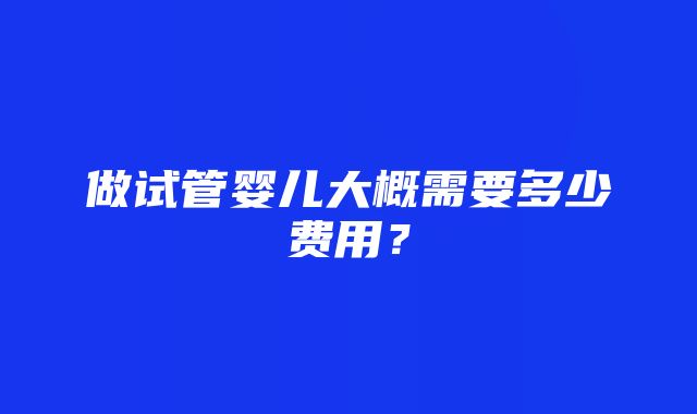 做试管婴儿大概需要多少费用？