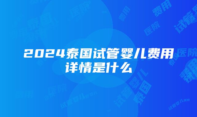 2024泰国试管婴儿费用详情是什么