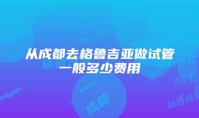 从成都去格鲁吉亚做试管一般多少费用