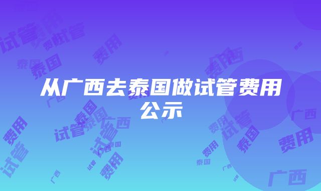 从广西去泰国做试管费用公示