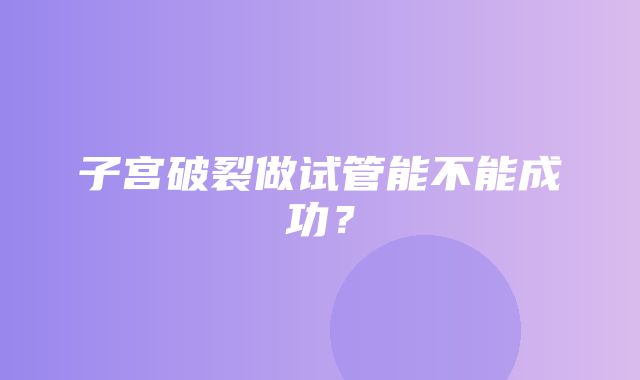 子宫破裂做试管能不能成功？