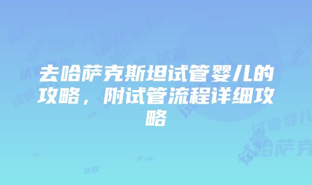 去哈萨克斯坦试管婴儿的攻略，附试管流程详细攻略