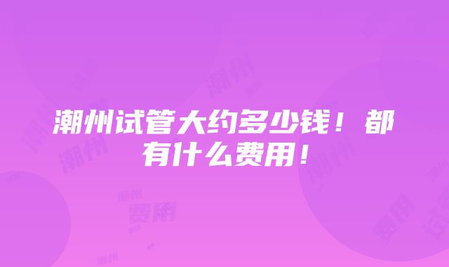 潮州试管大约多少钱！都有什么费用！