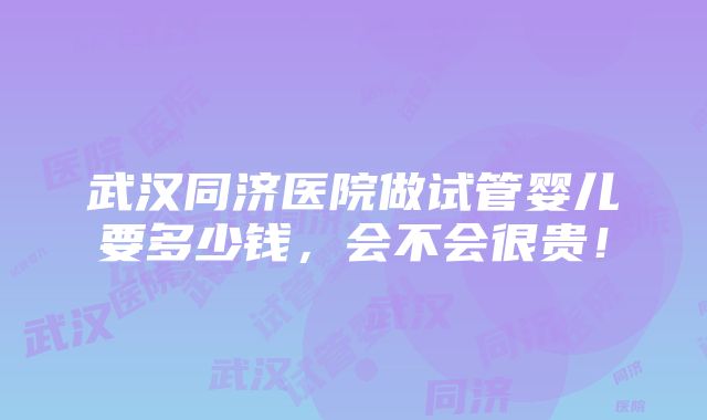 武汉同济医院做试管婴儿要多少钱，会不会很贵！