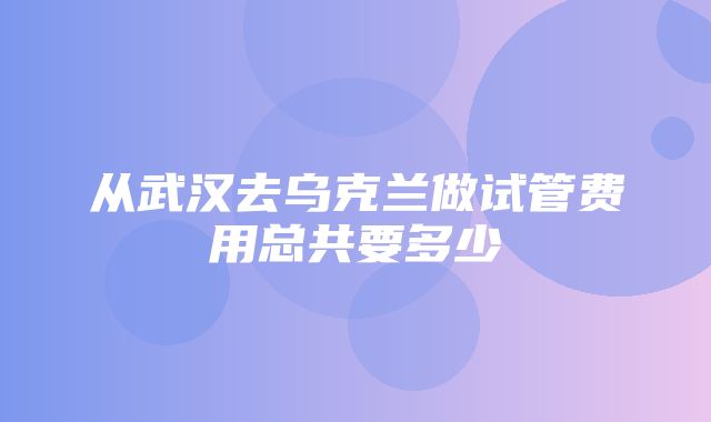 从武汉去乌克兰做试管费用总共要多少