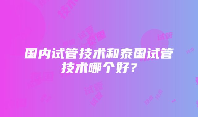 国内试管技术和泰国试管技术哪个好？