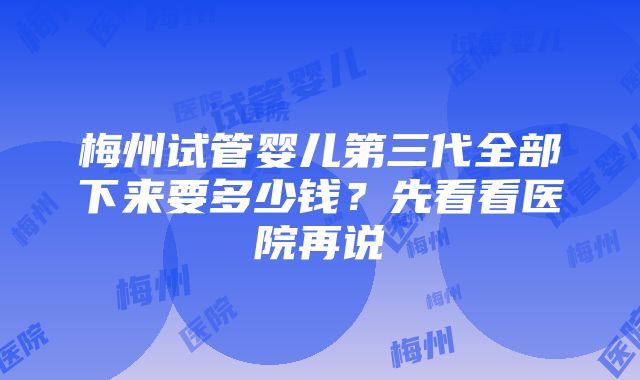 梅州试管婴儿第三代全部下来要多少钱？先看看医院再说