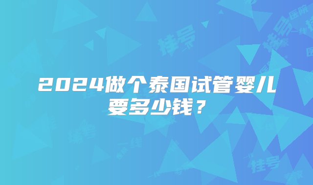 2024做个泰国试管婴儿要多少钱？