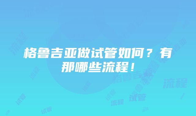 格鲁吉亚做试管如何？有那哪些流程！